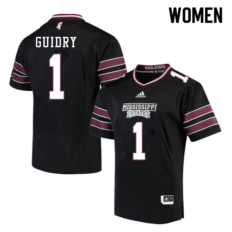 Women #1 Stephen Guidry Mississippi State Bulldogs College Football Jerseys Sale-Black